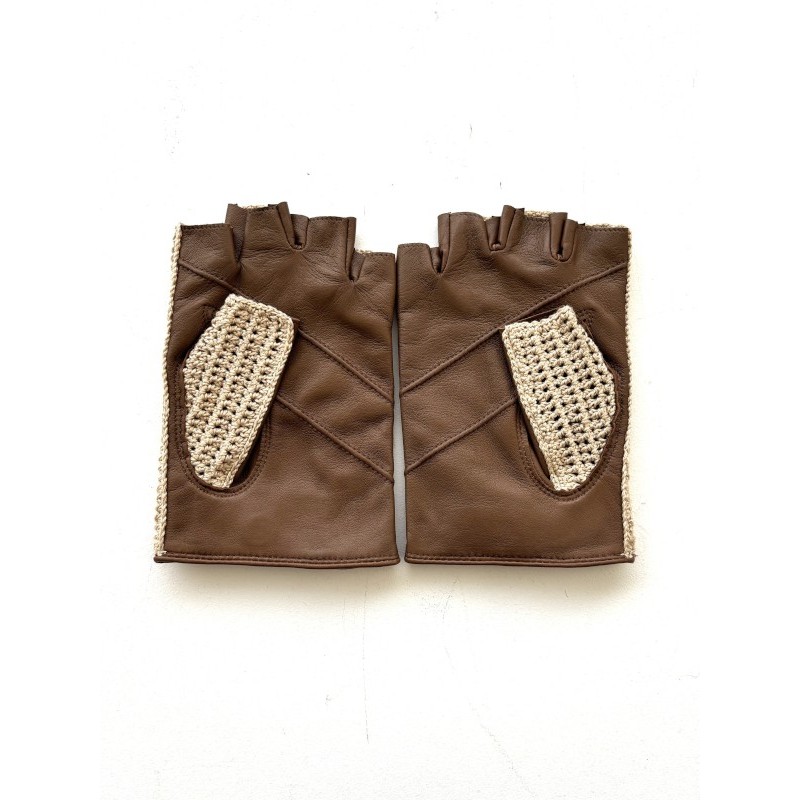 Mitaines Pilote cuir d’agneau et crochet – Gants de conduite homme