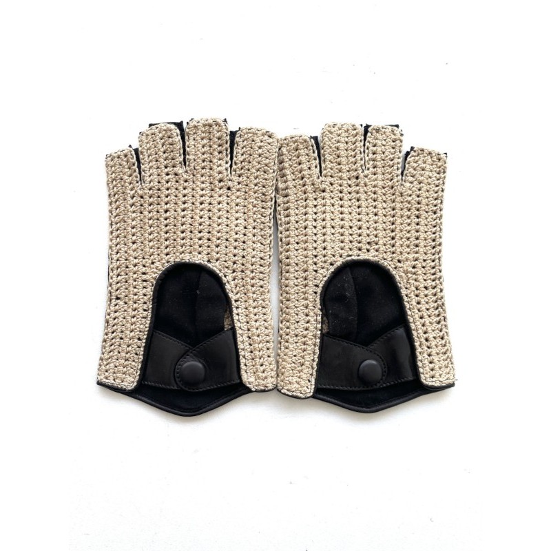 Mitaines Pilote cuir d’agneau et crochet – Gants de conduite homme