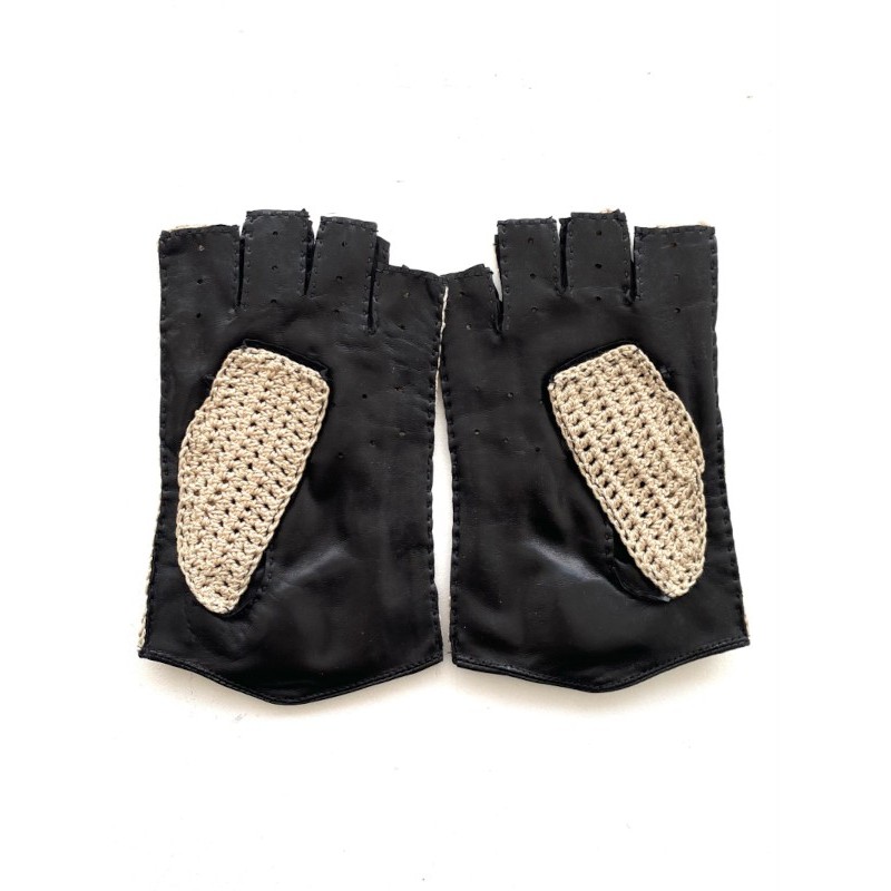 Mitaines Pilote cuir d’agneau et crochet – Gants de conduite homme