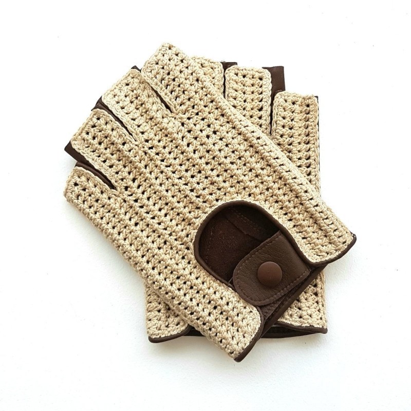 Mitaines Pilote cuir d’agneau et crochet – Gants de conduite homme