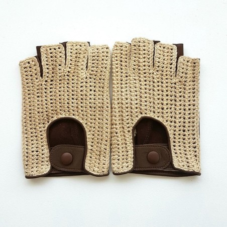 Mitaines Pilote cuir d’agneau et crochet – Gants de conduite homme