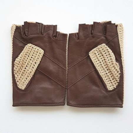 Mitaines Pilote cuir d’agneau et crochet – Gants de conduite homme