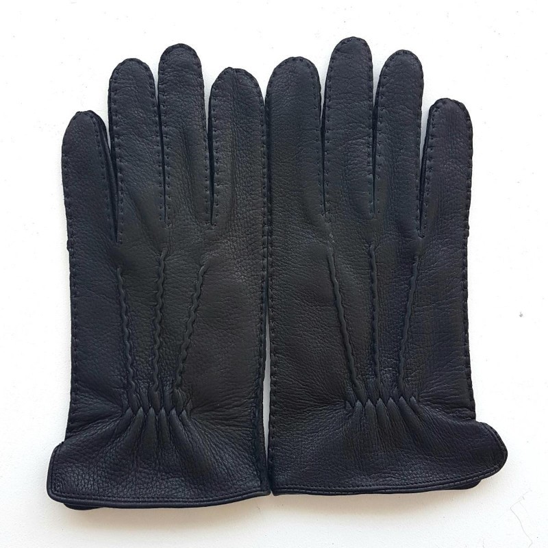 Gants homme Marc en cuir de cerf souple doublés laine – Fabrication artisanale