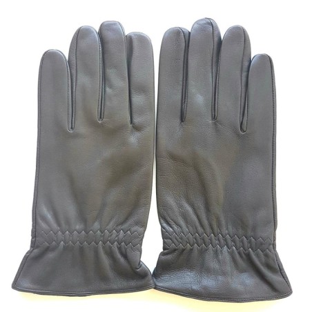 Gants en cuir d'Agneau Gris Milo Doublure en Soie.