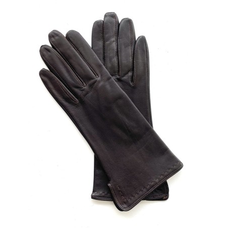 Gants femme Violette en cuir d’agneau et soie – Maison André Poujade