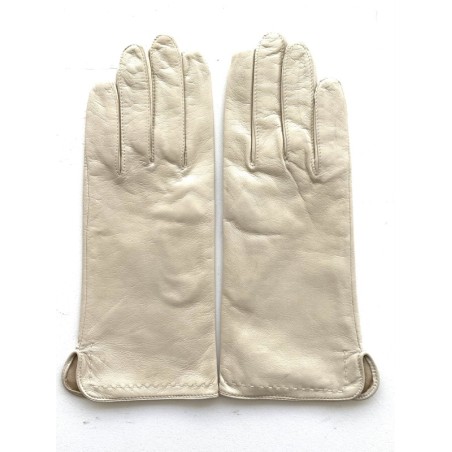 Gants femme Violette en cuir d’agneau et soie – Maison André Poujade