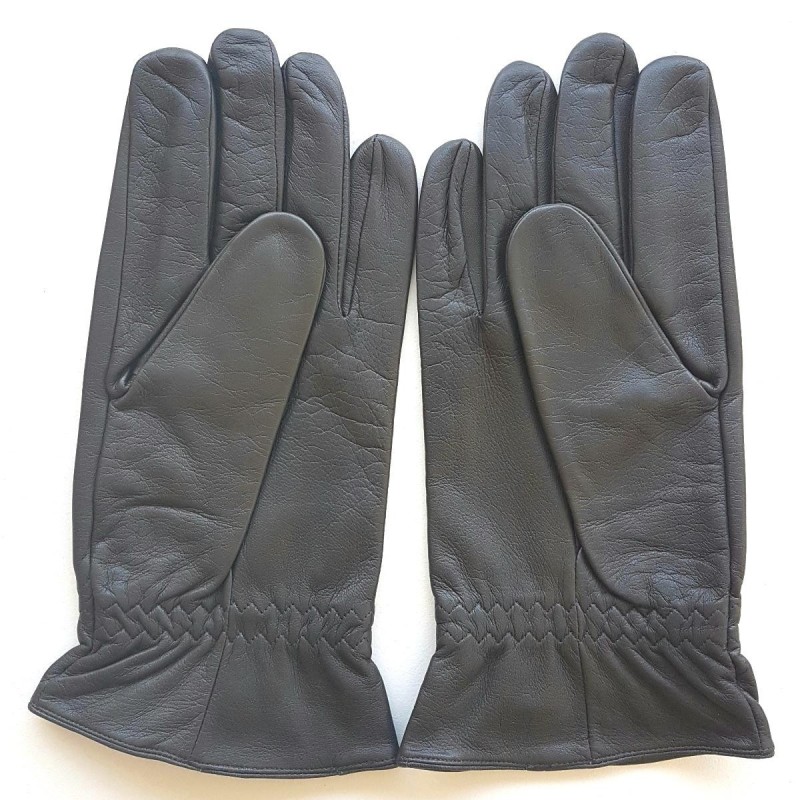 Gants en cuir d'Agneau Gris Milo Doublure en Soie.