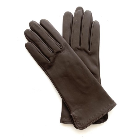Gants femme Violette en cuir d’agneau et soie – Maison André Poujade