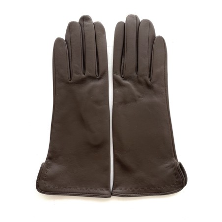 Gants femme Violette en cuir d’agneau et soie – Maison André Poujade