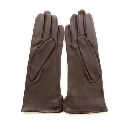 Gants femme Violette en cuir d’agneau et soie – Maison André Poujade
