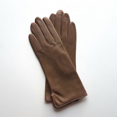 Gants femme Violette en cuir d’agneau et soie – Maison André Poujade
