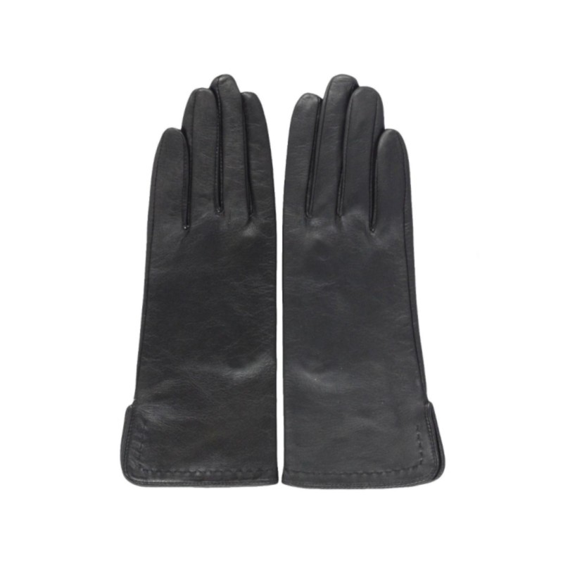 Gants femme Violette en cuir d’agneau et soie – Maison André Poujade