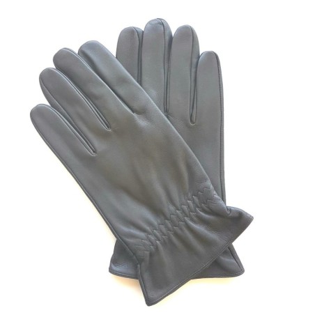 Gants en cuir d'Agneau Gris Milo Doublure en Soie.