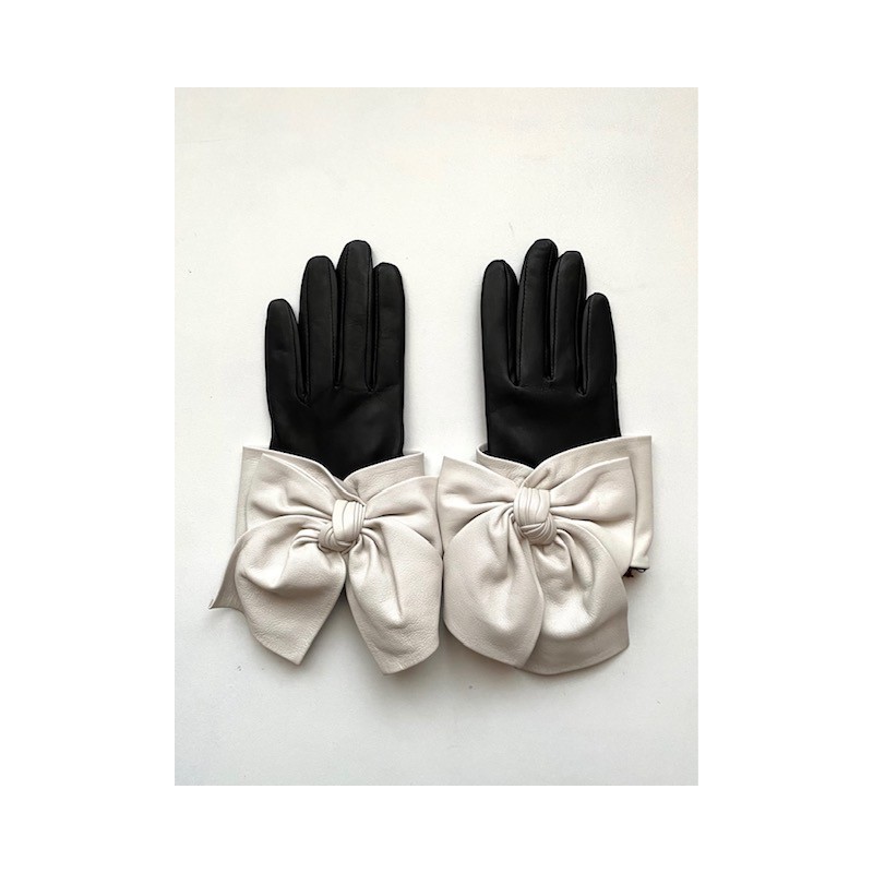 Gants femme Paloma cuir d’agneau et soie – Nœud élégant