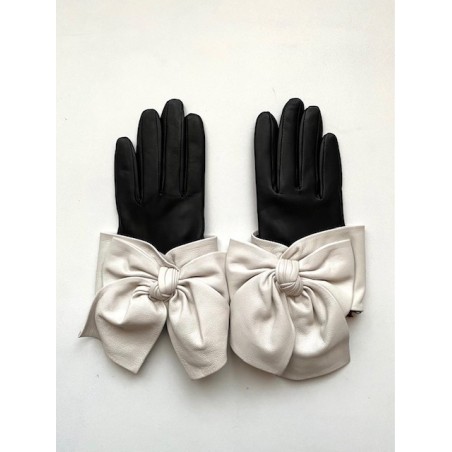 Gants femme Paloma cuir d’agneau et soie – Nœud élégant