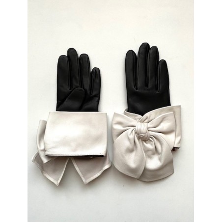 Gants femme Paloma cuir d’agneau et soie – Nœud élégant