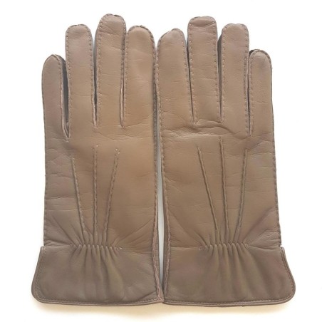 Gants en Cuir d'Agneau Sable Marc Doublure en Cachemire.
