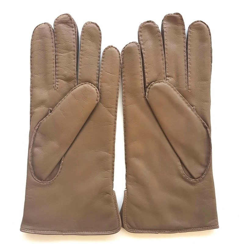 Gants en Cuir d'Agneau Sable Marc Doublure en Cachemire.