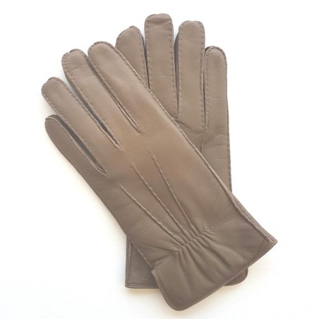 Gants en Cuir d'Agneau Sable Marc Doublure en Cachemire.