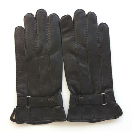 Gants homme Basile cuir d’agneau et soie – Fabrication artisanale