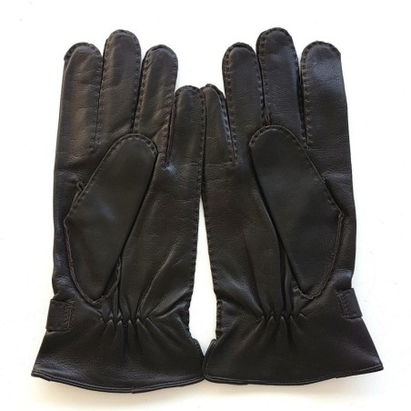 Gants homme Basile cuir d’agneau et soie – Fabrication artisanale