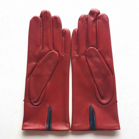 Gants femme Anémone en cuir d’agneau et soie – Élégance artisanale