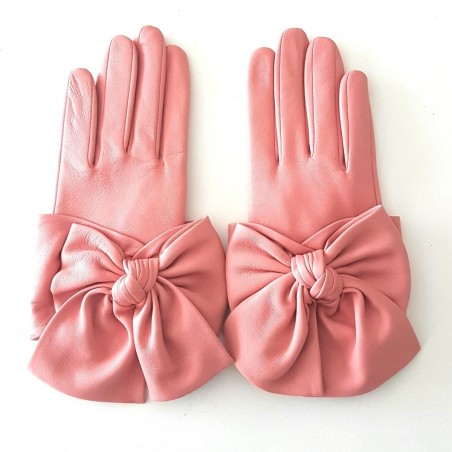 Gants femme Paloma cuir d’agneau et soie – Nœud élégant