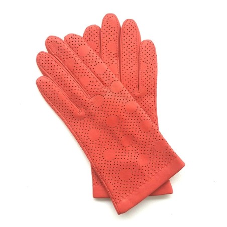 Gants femme Carmelina cuir d’agneau et soie – Création Poujade