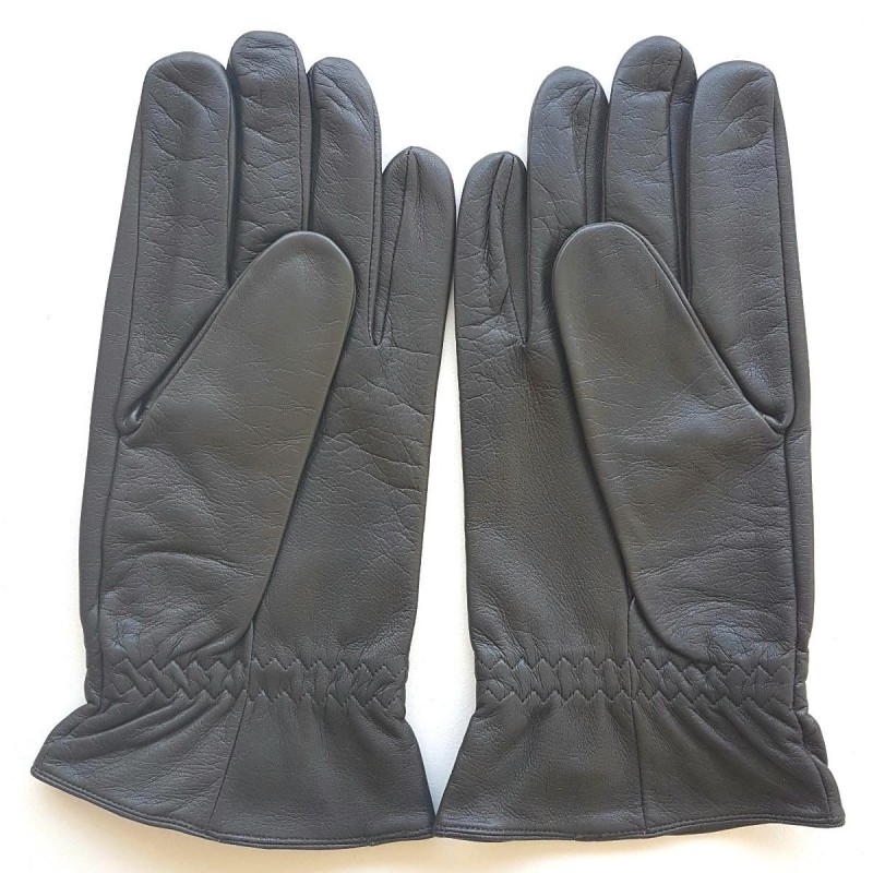 Men’s Milo gloves in lambskin leather and silk– André Poujade craftsmanship
