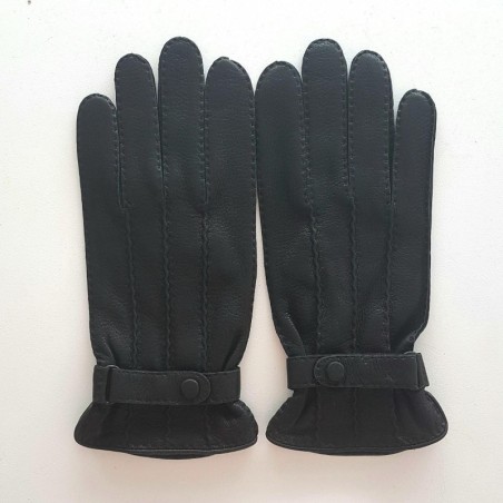 Gants homme Emilien cuir de cerf et soie – Sport chic cousus main