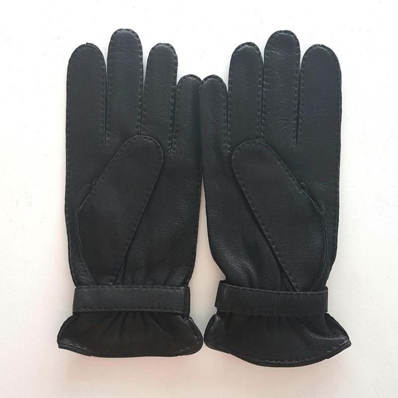 Gants homme Emilien cuir de cerf et soie – Sport chic cousus main