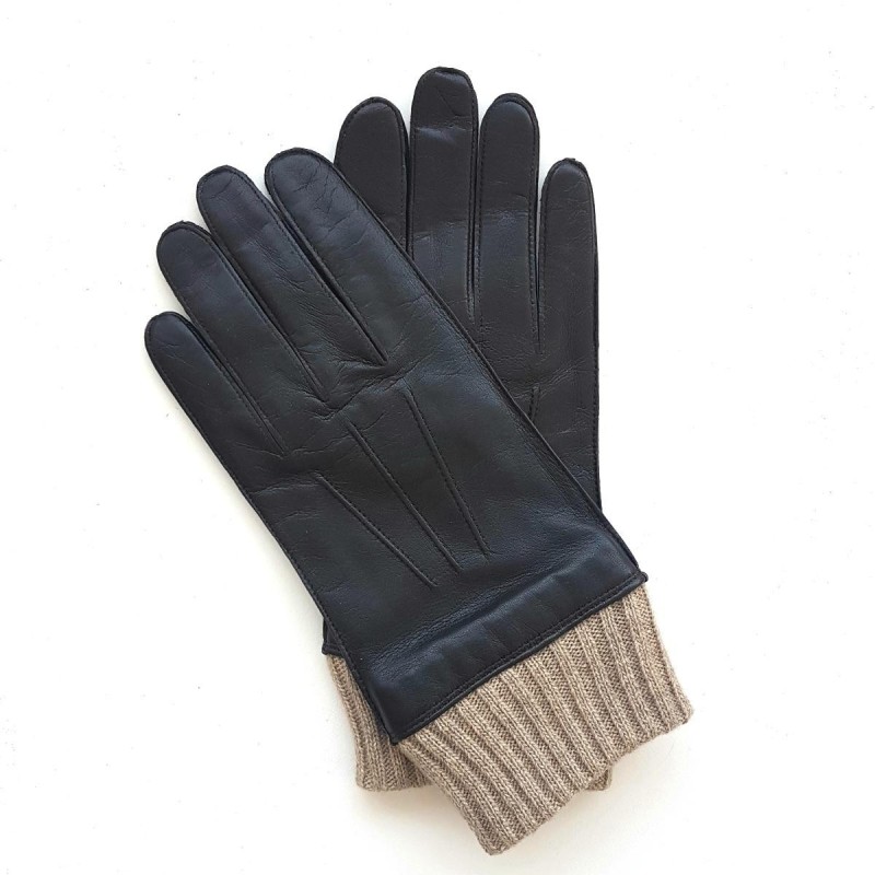 Gants homme Albert cuir d’agneau et cachemire – Maison André Poujade