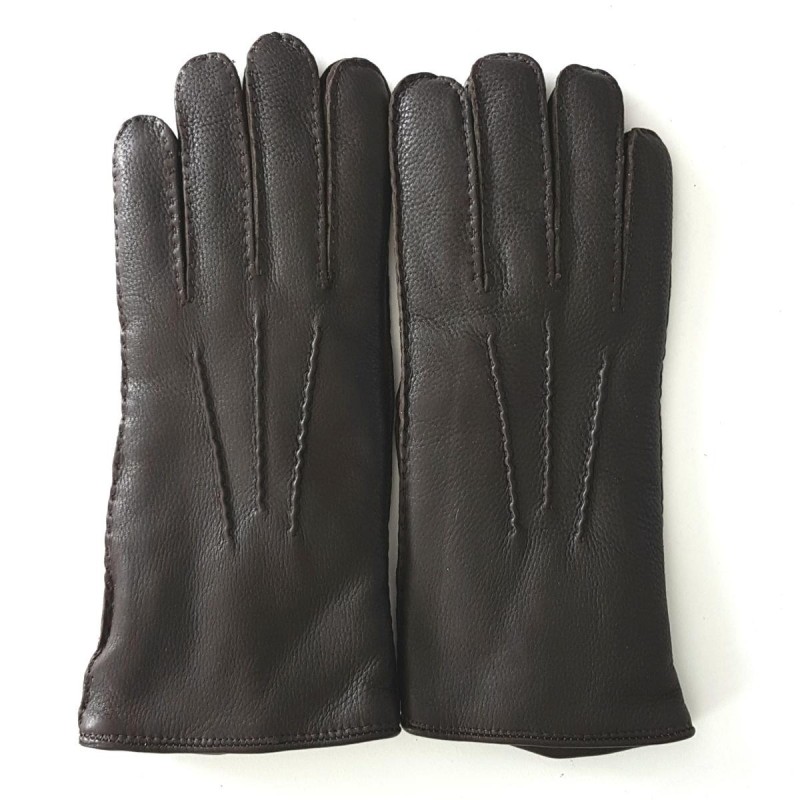 Gants homme SERGE en cuir de cerf doublés agneau lainé – André Poujade