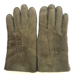Gants en Cuir d'Agneau Lainé Olive Jivago.