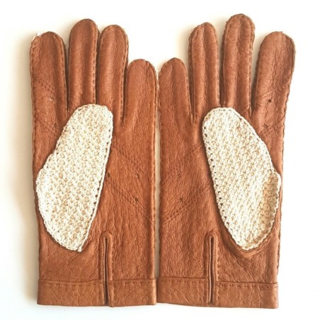 Gants homme EDOUARD en cuir de pécari et crochet – Cousus main
