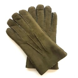 Gants en Cuir d'Agneau Lainé Kaki Jivago.