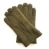 Gants en Cuir d'Agneau Lainé Kaki Jivago.