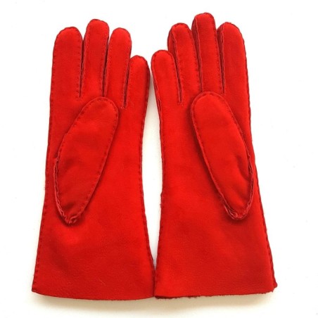Gants en Cuir d'Agneau Lainé Rouge Anastasia.