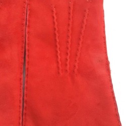 Gants en Cuir d'Agneau Lainé Rouge Anastasia.