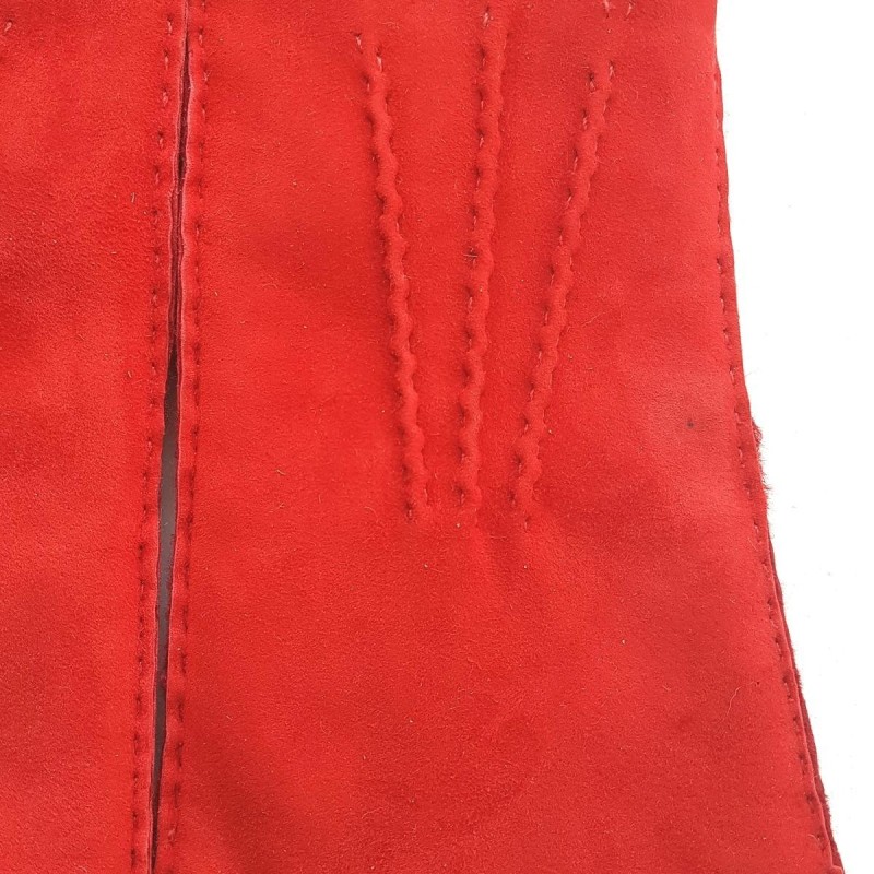 Gants en Cuir d'Agneau Lainé Rouge Anastasia.