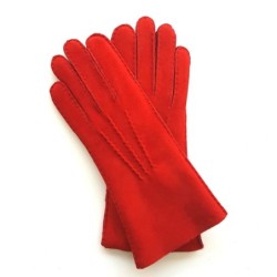 Gants en Cuir d'Agneau Lainé Rouge Anastasia.