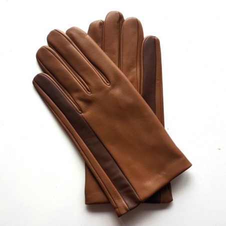Men’s AKI lambskin bicolour silk-lined gloves – André Poujade