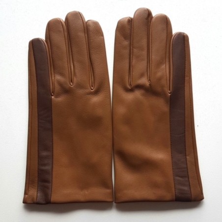 Men’s AKI lambskin bicolour silk-lined gloves – André Poujade