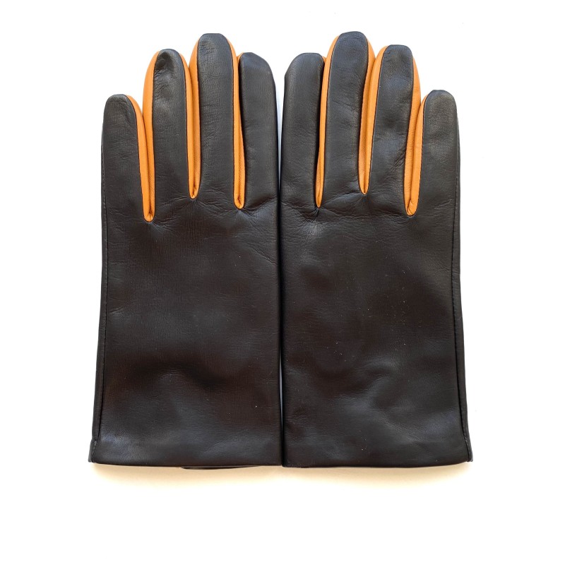TWIN H men’s lambskin two-tone gloves with silk lining