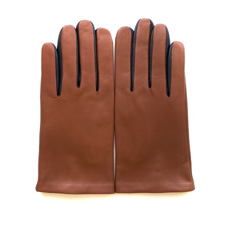 Gants homme TWIN H cuir d’agneau bicolore doublés soie