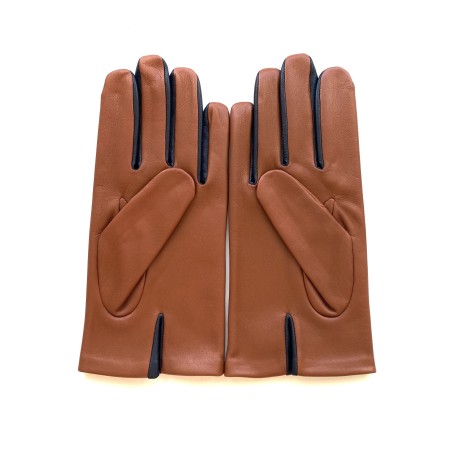 Gants homme TWIN H cuir d’agneau bicolore doublés soie