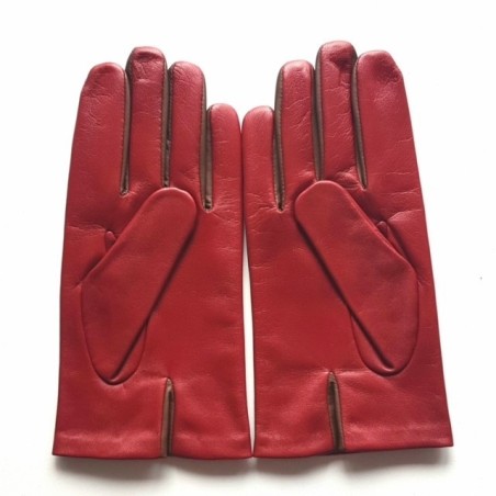 Gants homme TWIN H cuir d’agneau bicolore doublés soie