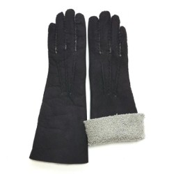 Gants en Cuir d'Agneau Lainé Noir Zoia.