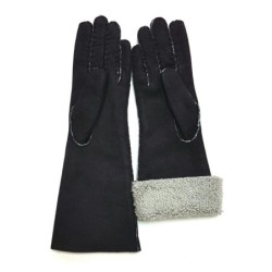 Gants en Cuir d'Agneau Lainé Noir Zoia.
