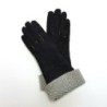Gants en Cuir d'Agneau Lainé Noir Zoia.